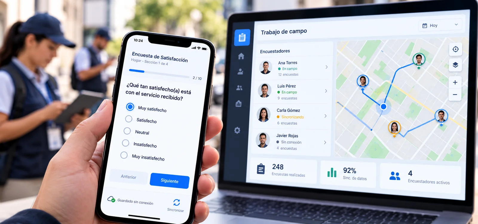 Encuestas digitales y localización de encuestadores en trabajo de campo