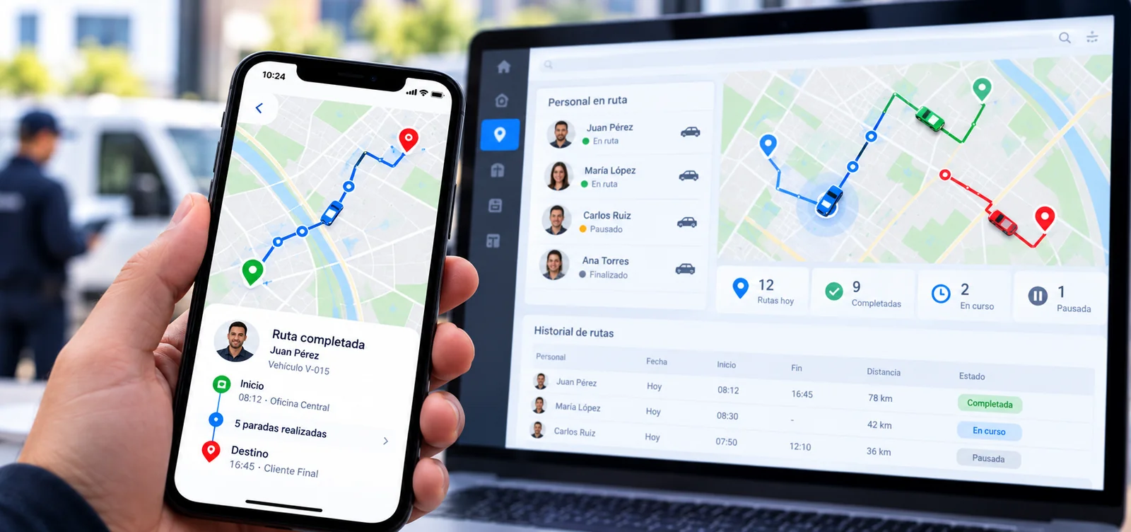 Seguimiento de recorridos y rutas mediante teléfono y ordenador
