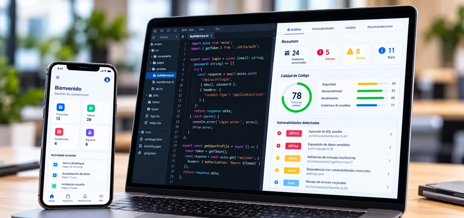 Revisión de código y evaluación de vulnerabilidades en pantalla